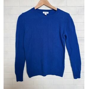 Nordstrom Women's Bright Blue 100% Cashmere Crew Neck Sweater Sz XS